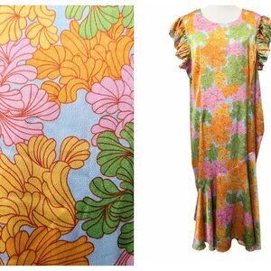 Never Fully Dressed Womens Plus Size 18 Remi Colorful Floral Ruffle Midi Dress